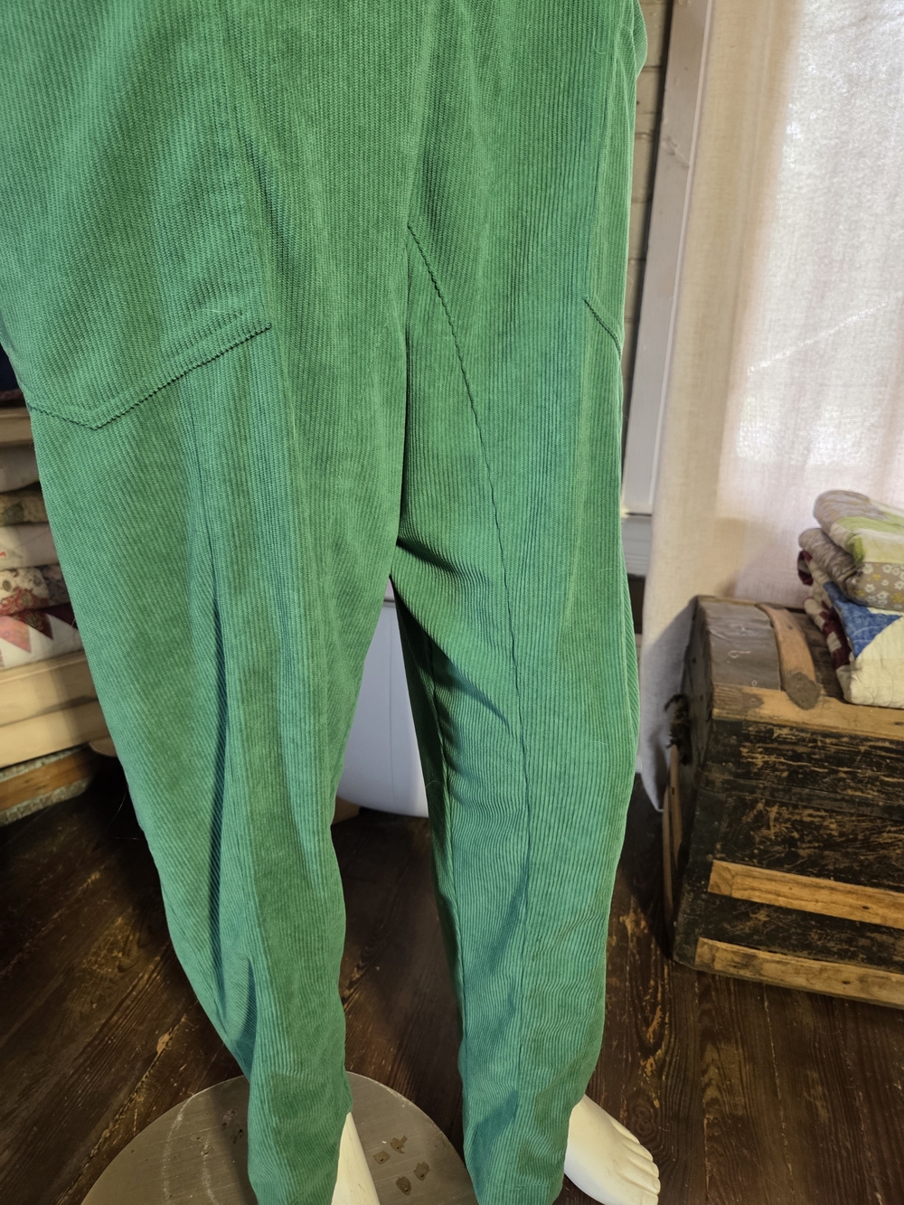 Green Relaxed Corderoy Jumpsuit - Picture 3 of 7